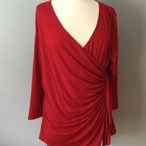 NWT Red Side Swoop Dress Blouse